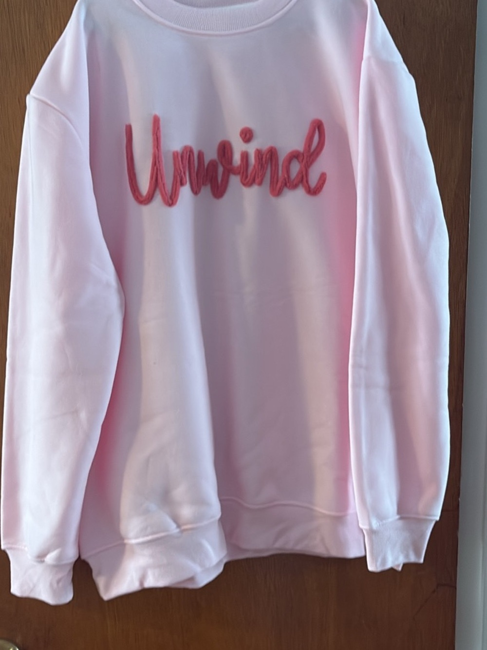 Custom- Unwind Pink Pullover Sweatshirt with Rope Script - Picture 2 of 3